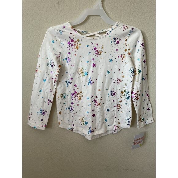 Jumping Beans Ivory Rainbow Ombré Foiled Stars Long Sleeve Girls’ Top Size 5 - Picture 1 of 4